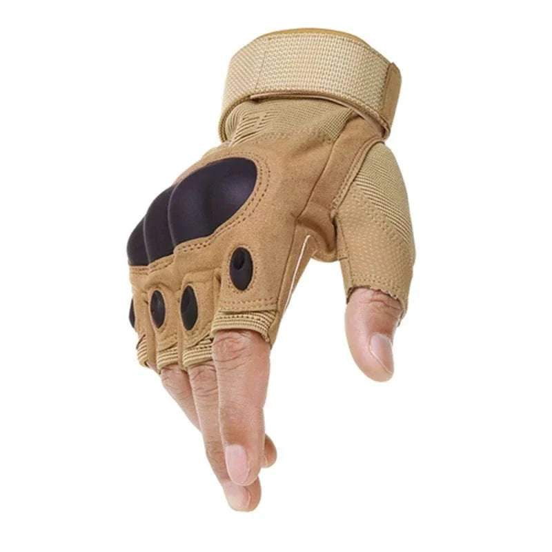 Half Finger Tactical Gloves for Cycling, Shooting & Outdoor Use-Sand Color-B / XL
