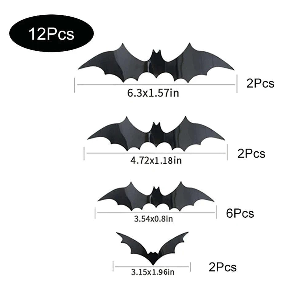 Halloween Bats Decorations – 3D PVC Bat Wall Stickers-48pcs Black Bat