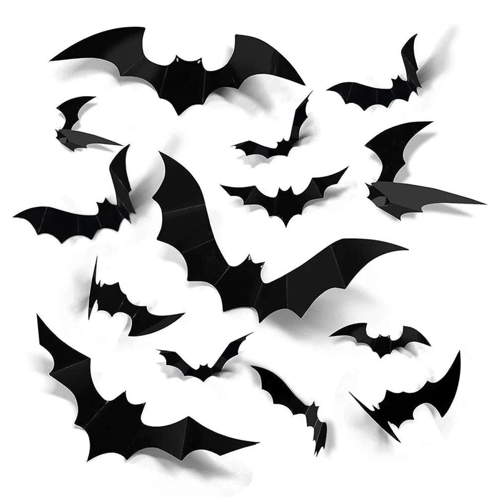 Halloween Bats Decorations – 3D PVC Bat Wall Stickers-48pcs Black Bat