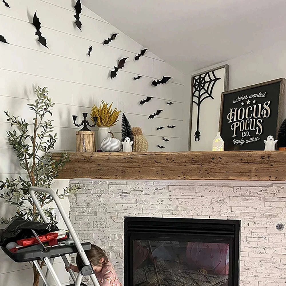 Halloween Bats Decorations – 3D PVC Bat Wall Stickers-48pcs Black Bat