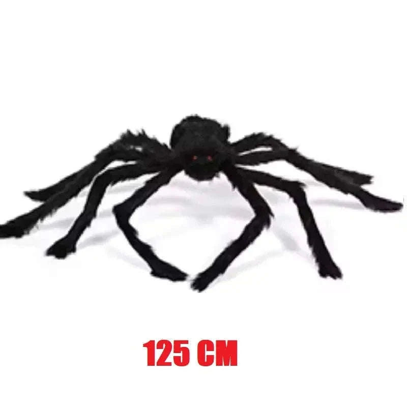 Halloween Giant Plush Black Spider Prop with Red Eyes-150 cm