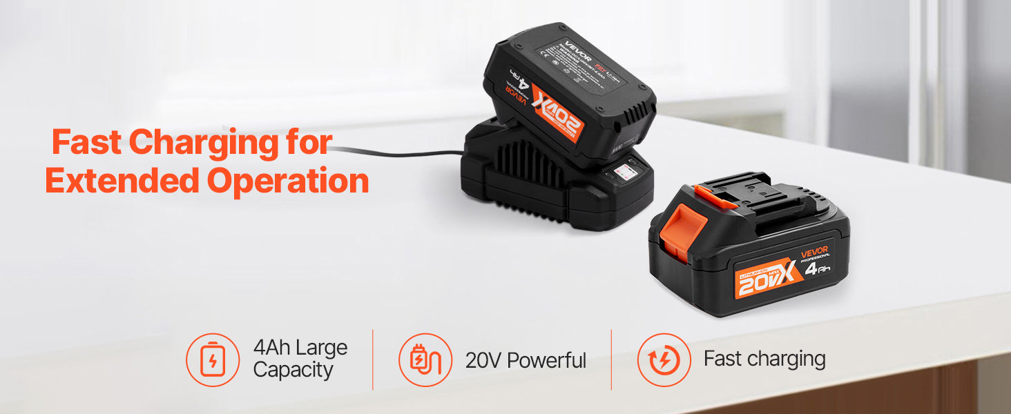 Cordless 20V SDS-Plus Rotary Hammer Drill 26mm with 4Ah Battery Kit