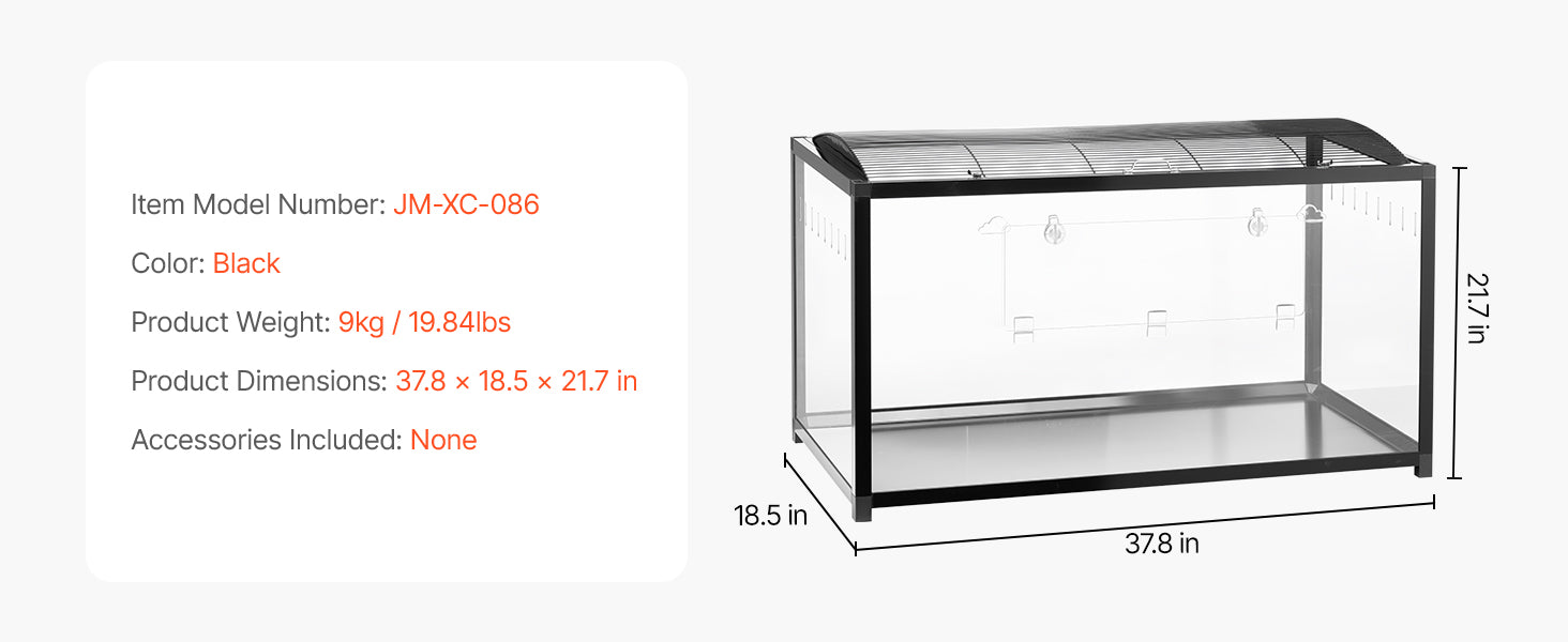 SucceBuy 37.8 x 18.5 x 21.7 inch Hamster Cage 360° Viewing Transparent Hamster Habitats with Front Door for Rats, Guinea Pigs