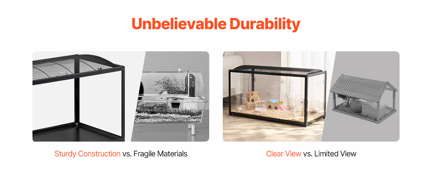 SucceBuy 37.8 x 18.5 x 21.7 inch Hamster Cage 360° Viewing Transparent Hamster Habitats with Front Door for Rats, Guinea Pigs