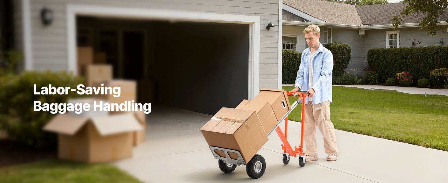 SucceBuy 4 in 1 Hand Truck 1000 lbs Load Capacity for 4-Wheel Mode Aluminum Alloy Portable Trolley Dolly for Moving Home Office