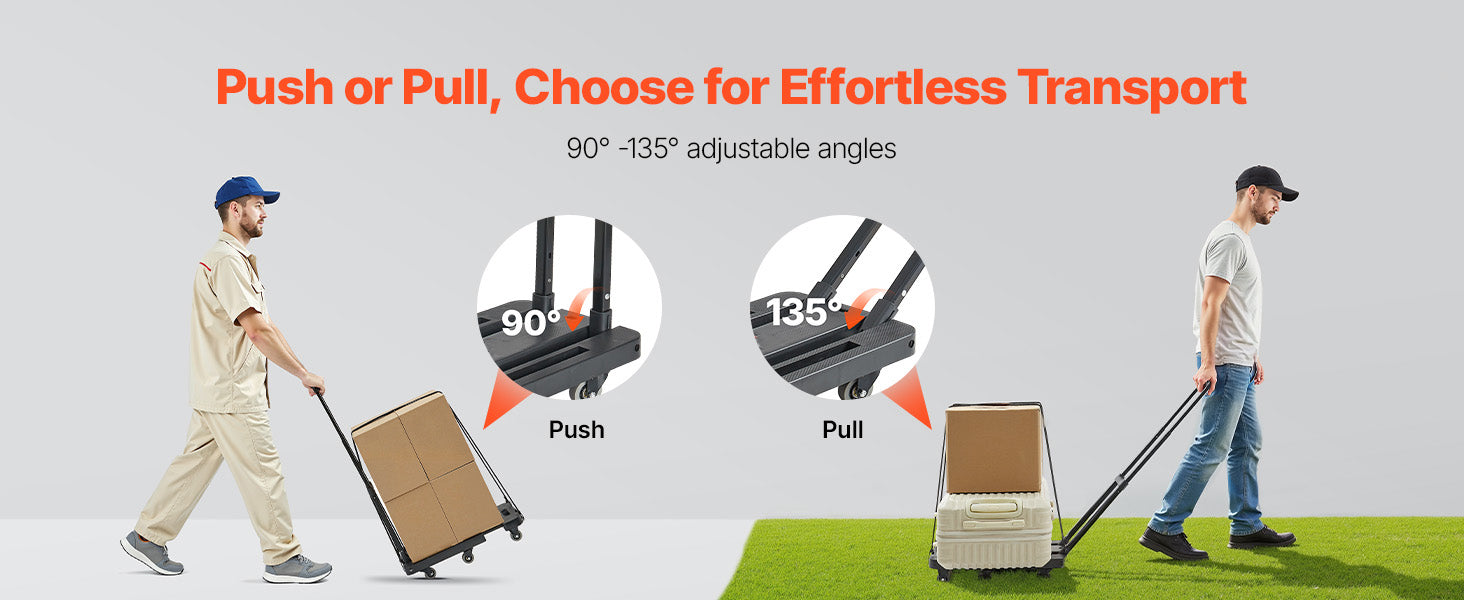 Diable pliant 500LB avec base extensible et 6 roues