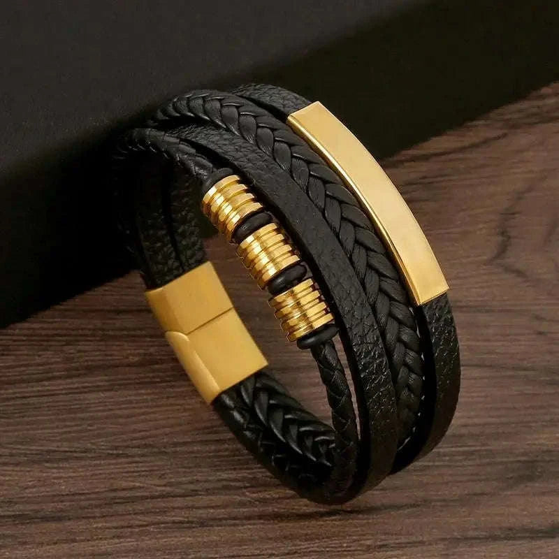 Hand-Woven Men's Leather Bracelet-L1 / 21cm