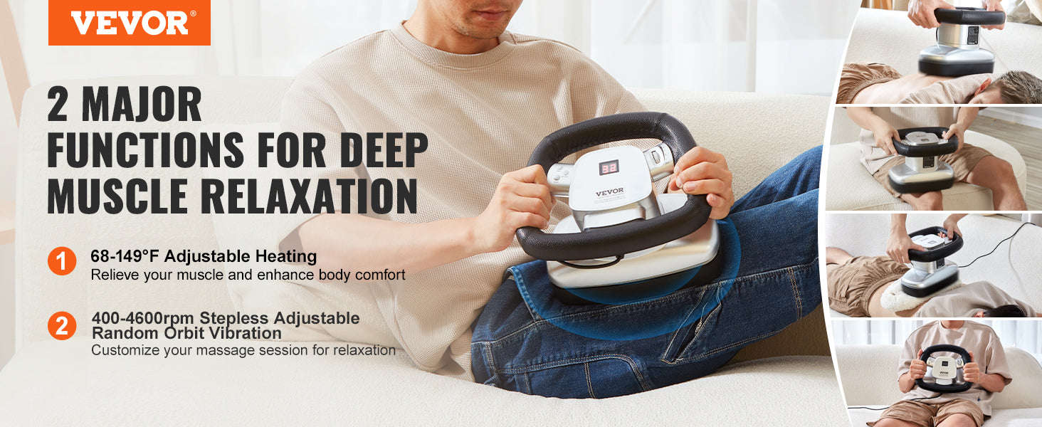 Handheld Body Massager with Variable Speed and Heat Therapy-110V / United States