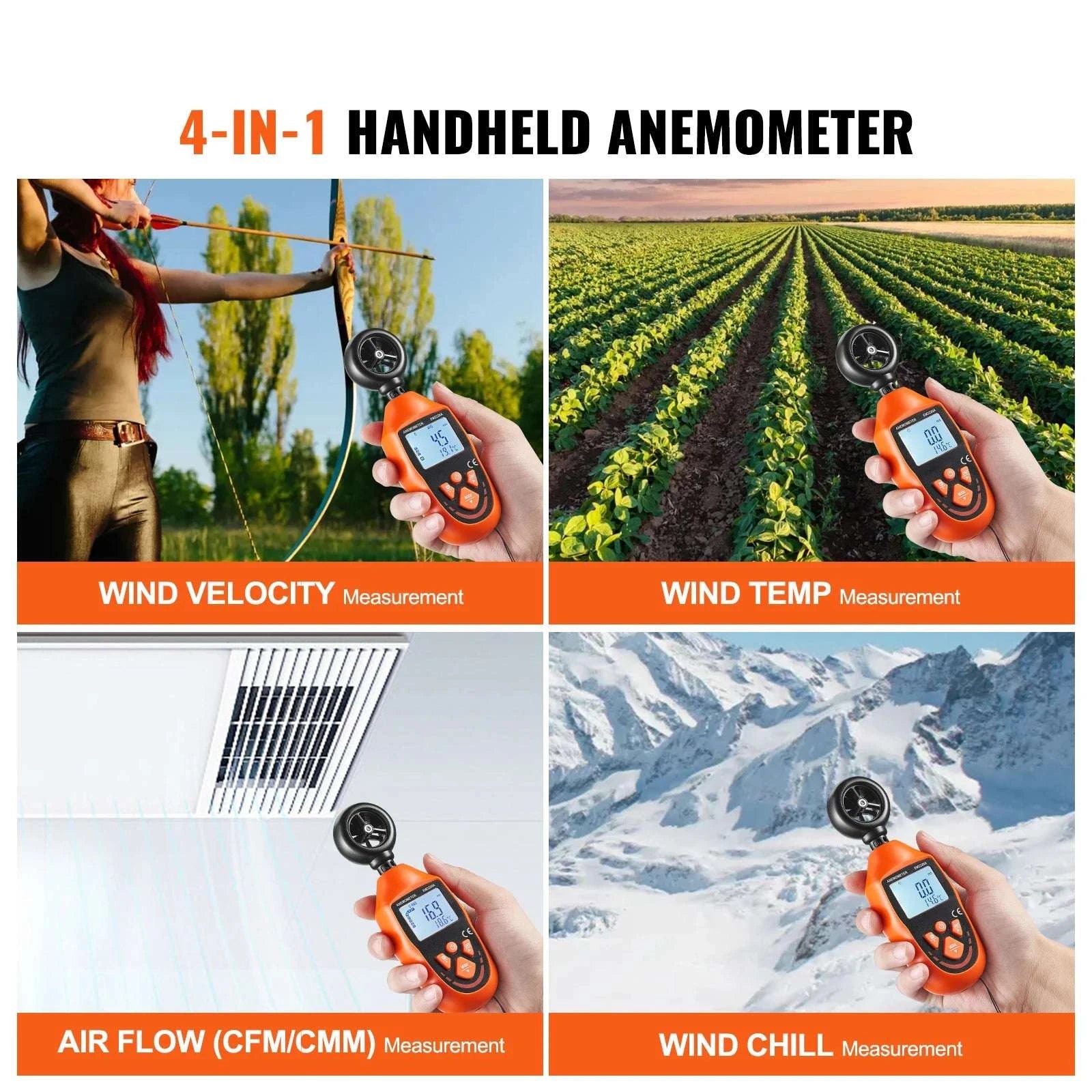 Handheld Digital Anemometer Wind Speed Meter with LED Backlight-Without Bluetooth / United States