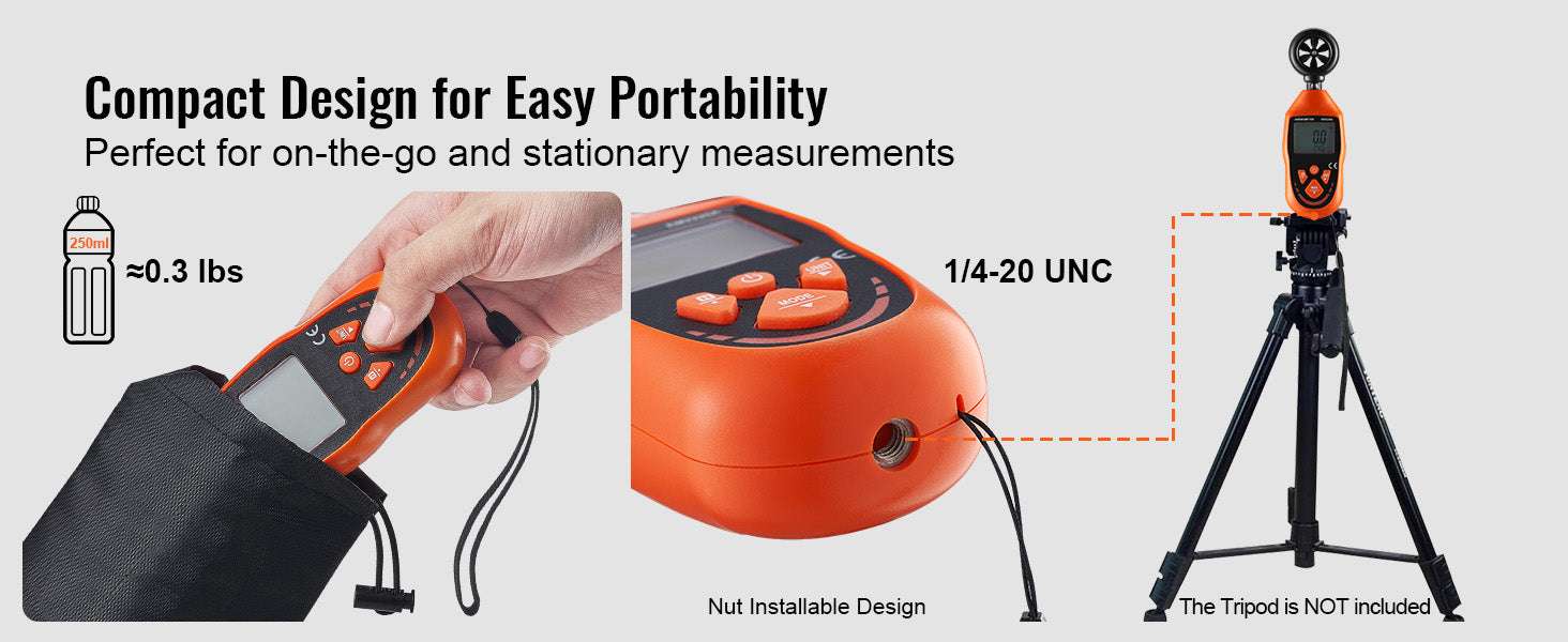 Handheld Digital Anemometer Wind Speed Meter with LED Backlight-Without Bluetooth / United States