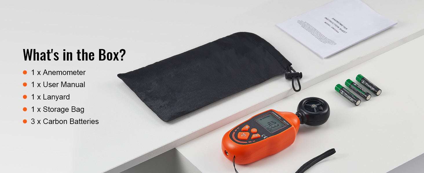 Handheld Digital Anemometer Wind Speed Meter with LED Backlight-Without Bluetooth / United States