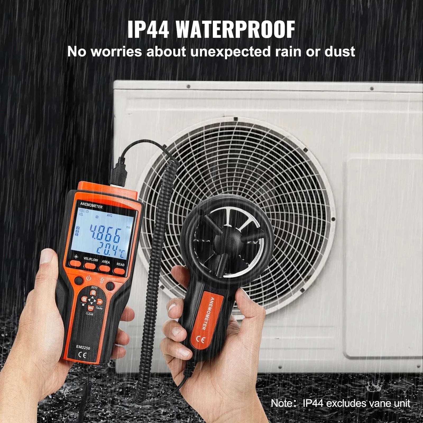 Handheld Digital Anemometer with LED Display Wind Speed CFM Meter-EM2250 / United States