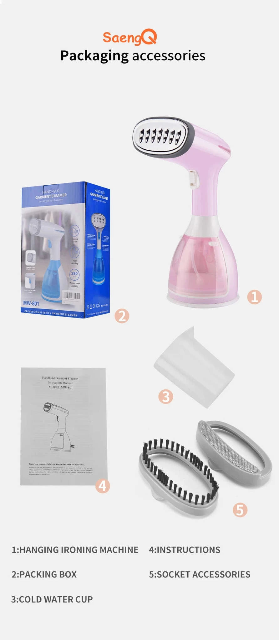 Handheld Garment Steamer 1500W Fabric Steamer for Clothes-blue / EU