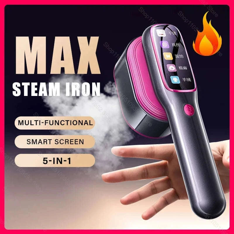 Handheld Garment Steamer with 5 Temperature Settings, 1200W-Purple Board / EU