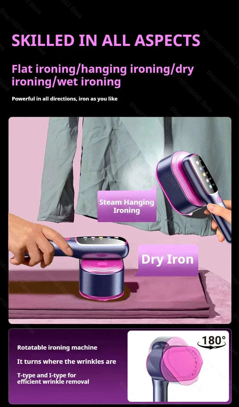 Handheld Garment Steamer with 5 Temperature Settings, 1200W-Purple Board / EU