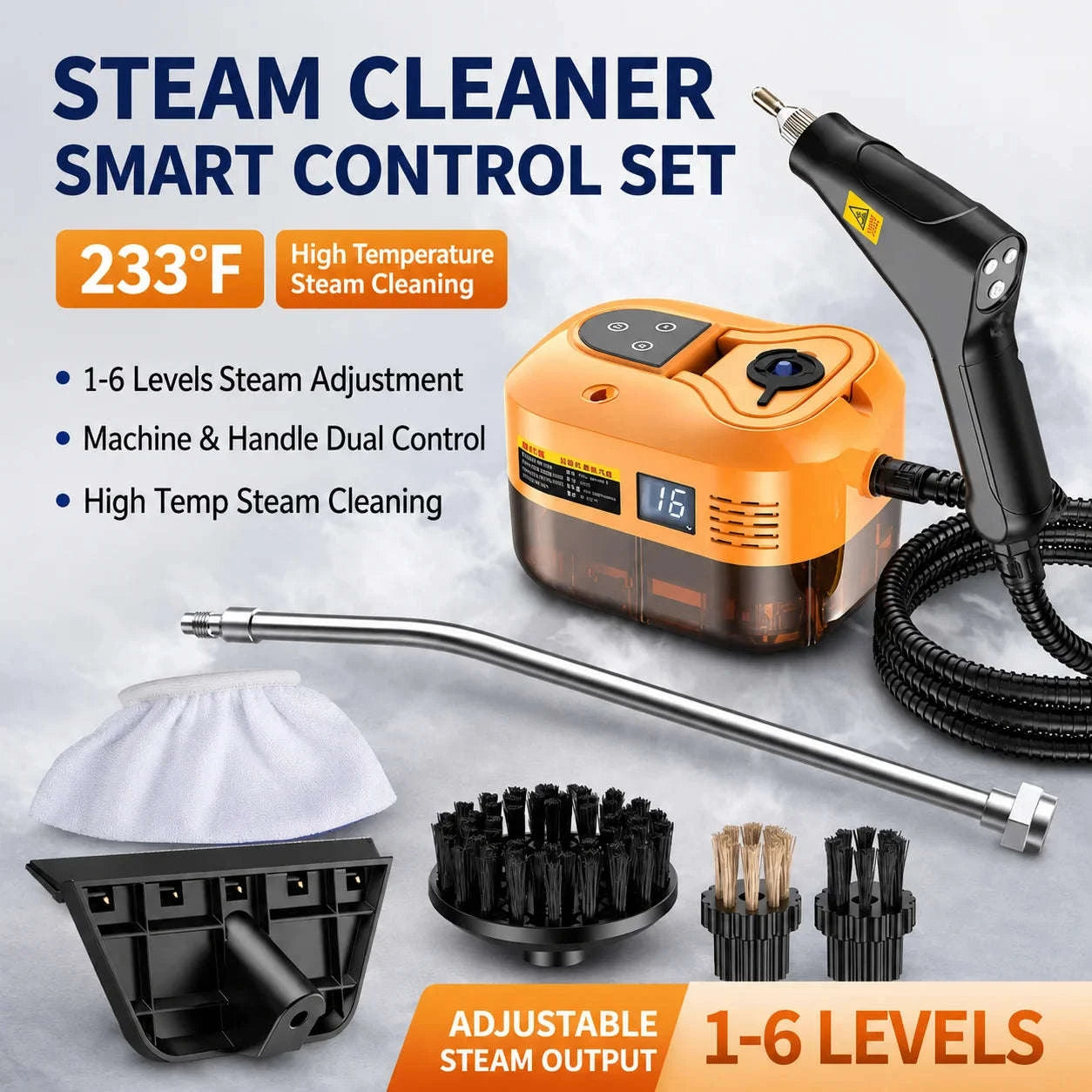 Handheld High Pressure Steam Cleaner for Kitchen, Car, Sofa, Window, Tile, Mirror-orange / 110 V / US|United States