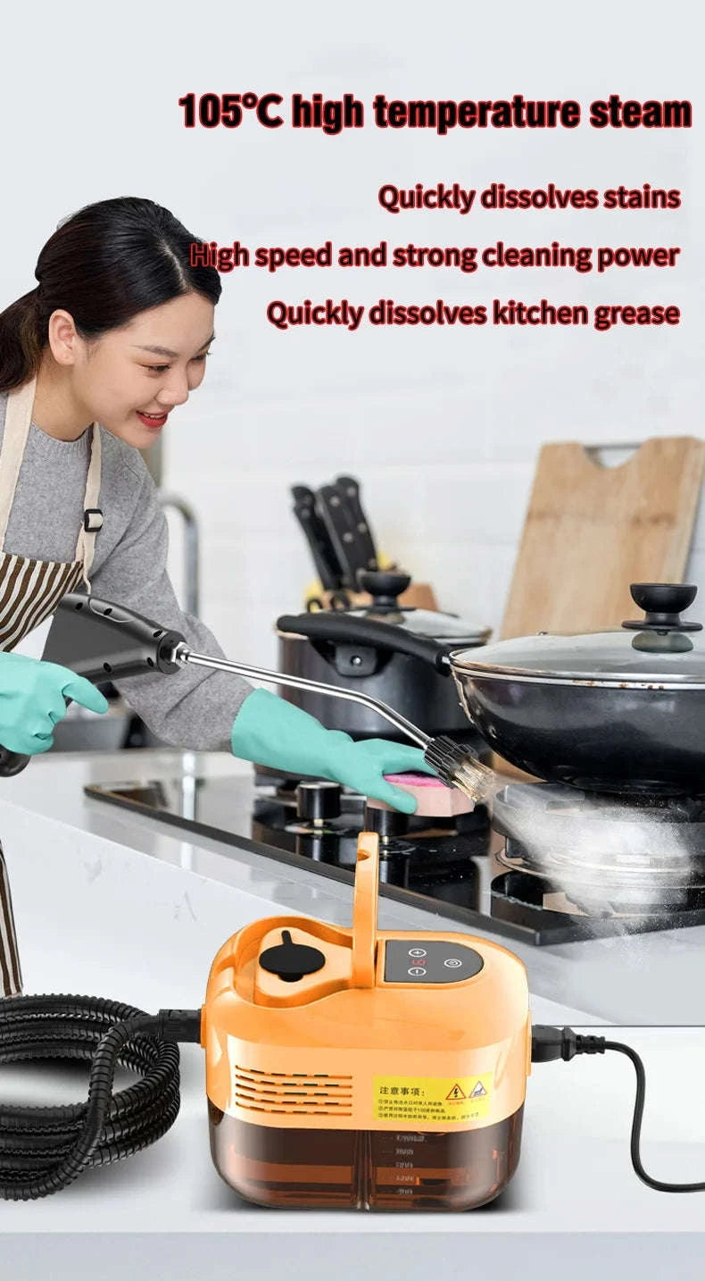 Handheld High Pressure Steam Cleaner for Kitchen, Car, Sofa, Window, Tile, Mirror-orange / 110 V / US|United States