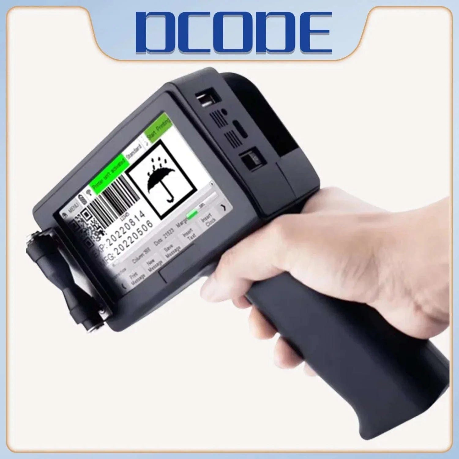 Handheld Inkjet Printer 12.7mm Wireless Coding Barcode Logo Printer-with 2 ink / EU Plug