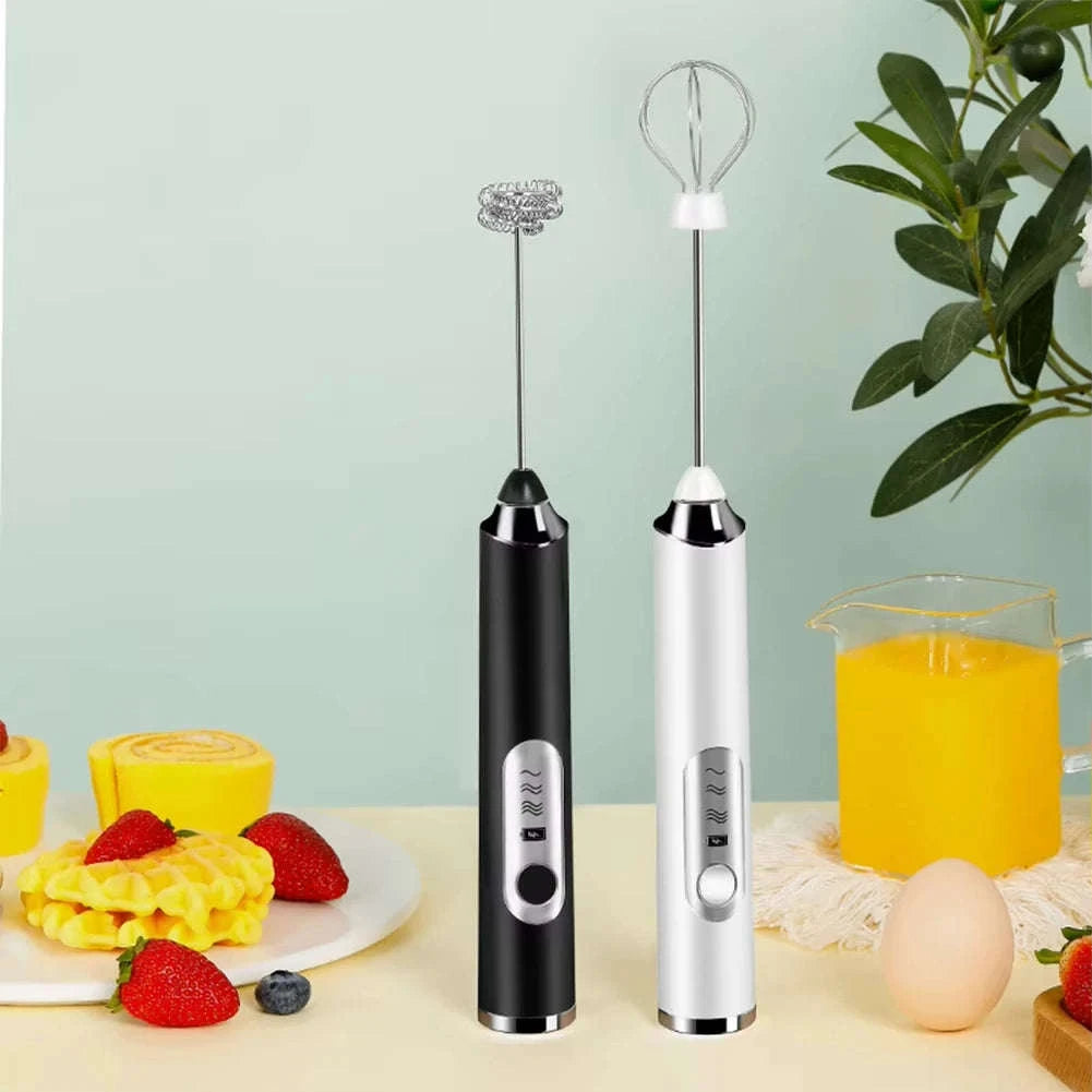 Handheld Rechargeable Milk Frother with 3 Whisks and 3 Speeds-United States / YELLOW