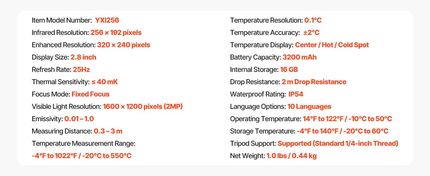 Handheld Thermal Camera 320x240 Enhanced Imaging with 25Hz Refresh-256x192pixels / United States