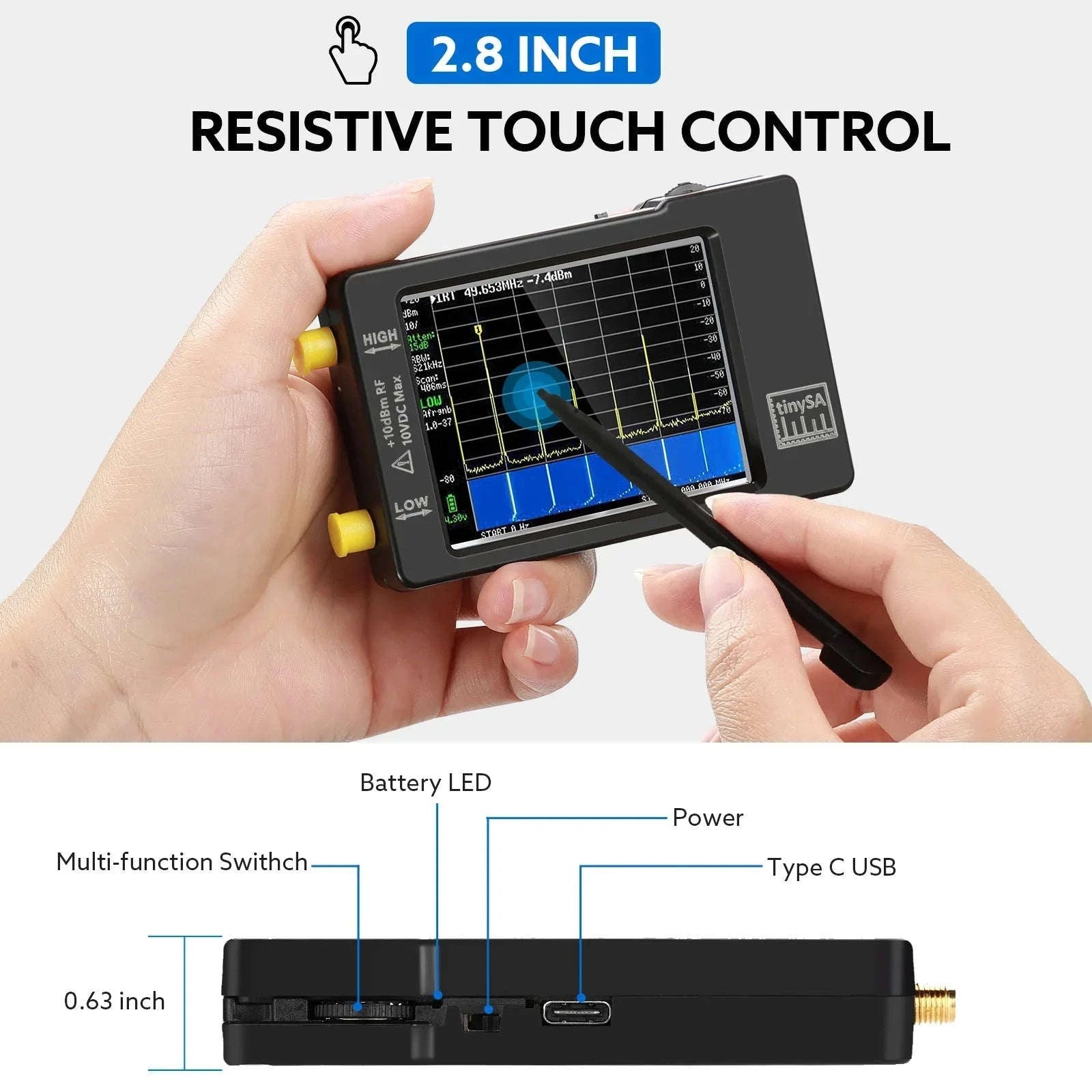 Handheld Tiny Spectrum Analyzer ULTRA with 4" Display and 32GB Card-TinySA 2.8inch / CHINA