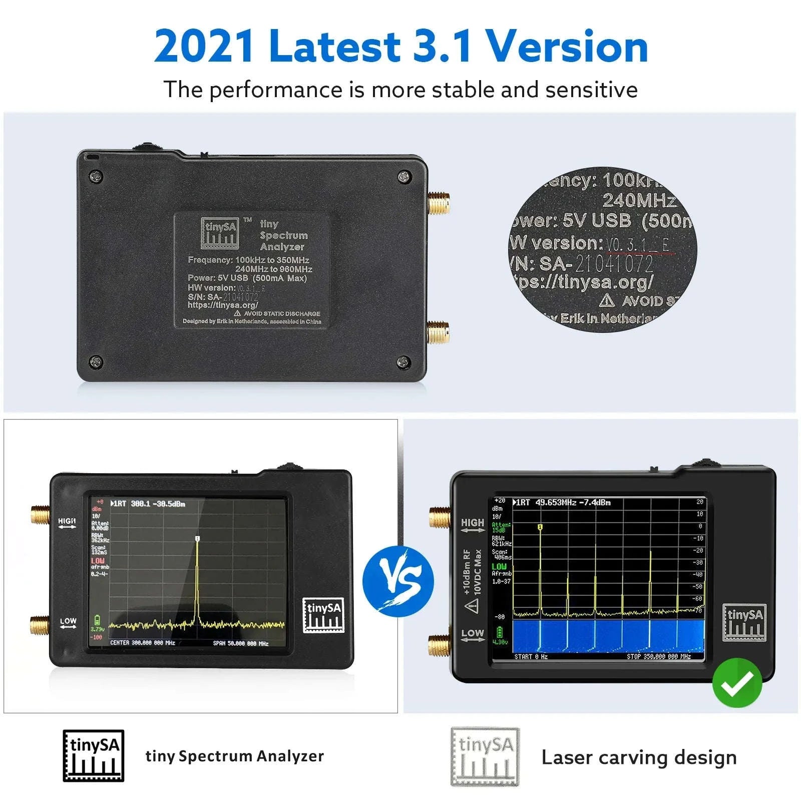 Handheld Tiny Spectrum Analyzer ULTRA with 4" Display and 32GB Card-TinySA 2.8inch / CHINA