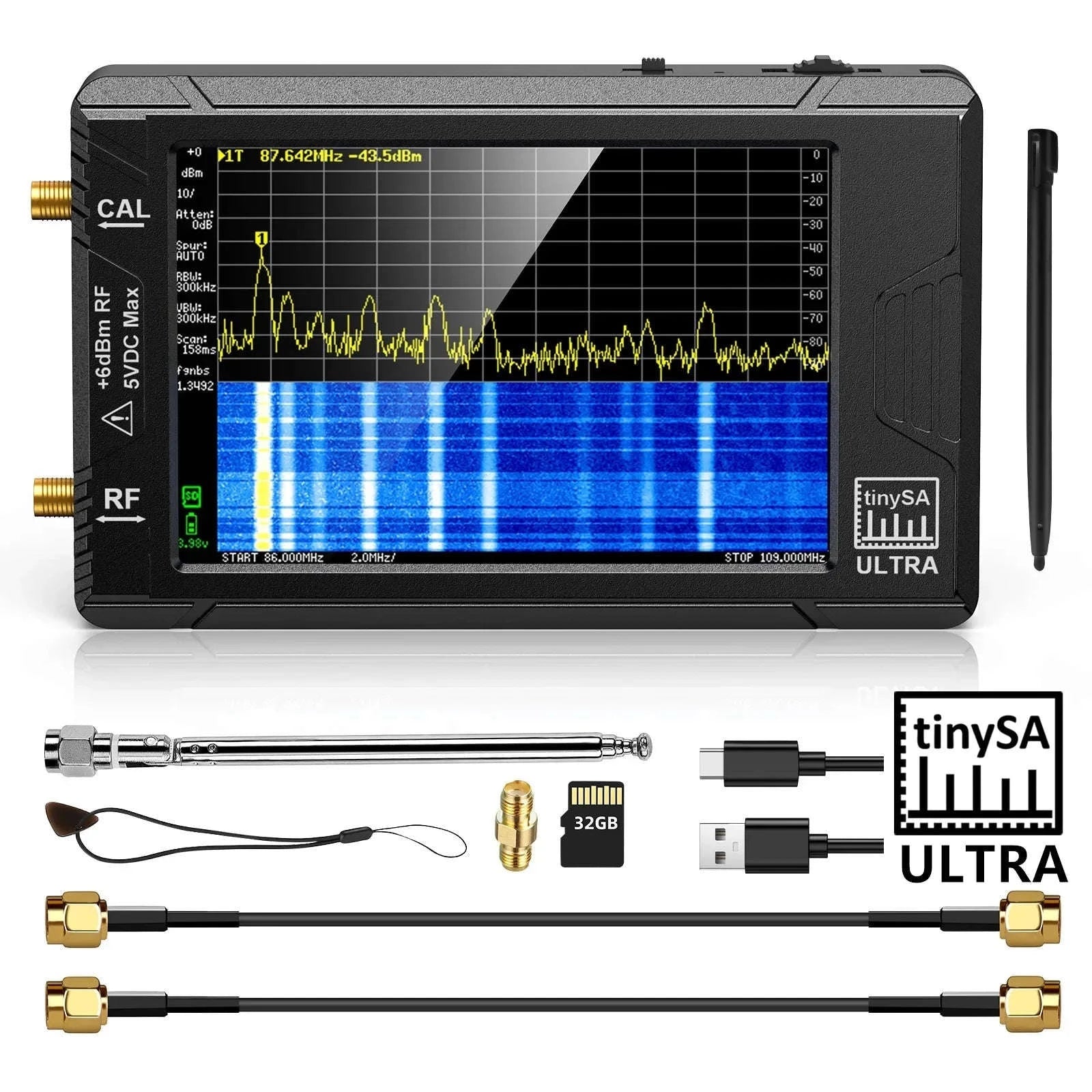 Handheld Tiny Spectrum Analyzer ULTRA with 4" Display and 32GB Card-TinySA 2.8inch / CHINA