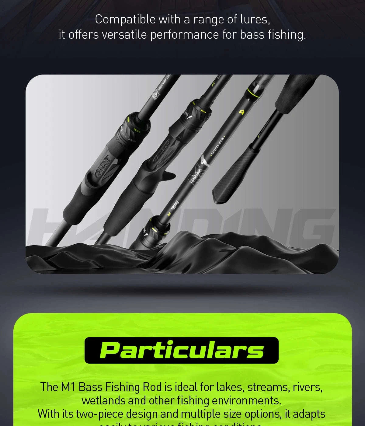 HANDING M1 Bass Fishing Rod with Fuji Guide Rings-Spin1.68m-MF-UL / spain
