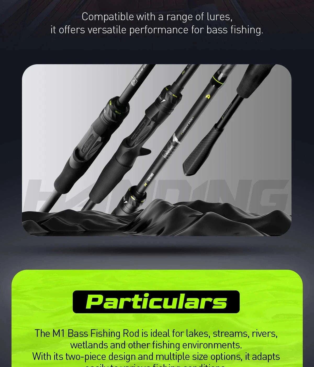 HANDING M1 Bass Fishing Rod with Fuji Guide Rings-Spin1.68m-MF-UL / spain