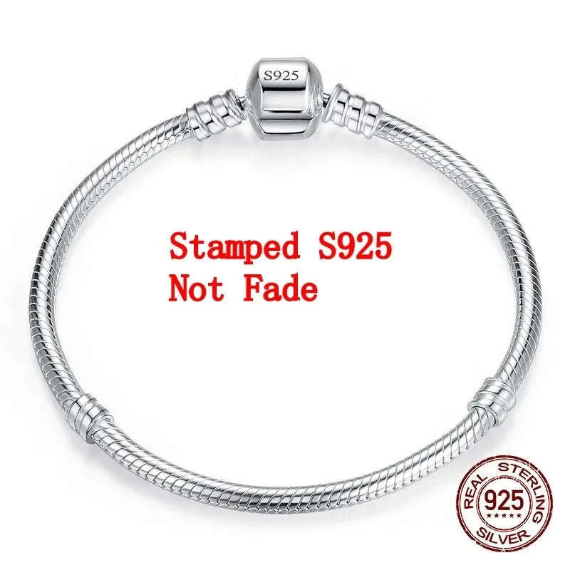 Handmade 925 Sterling Silver Charm Bracelet-H187 / 19cm