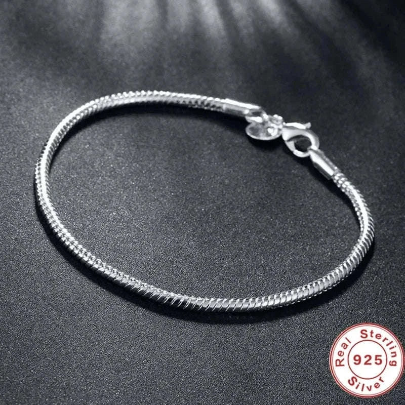 Handmade 925 Sterling Silver Charm Bracelet-H187 / 19cm