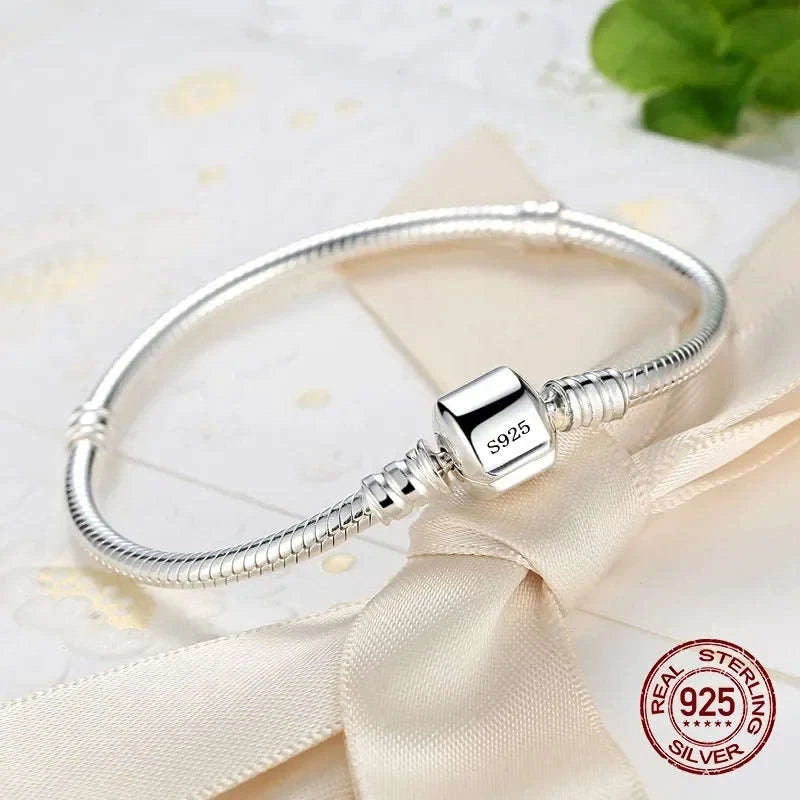 Handmade 925 Sterling Silver Charm Bracelet-H187 / 19cm