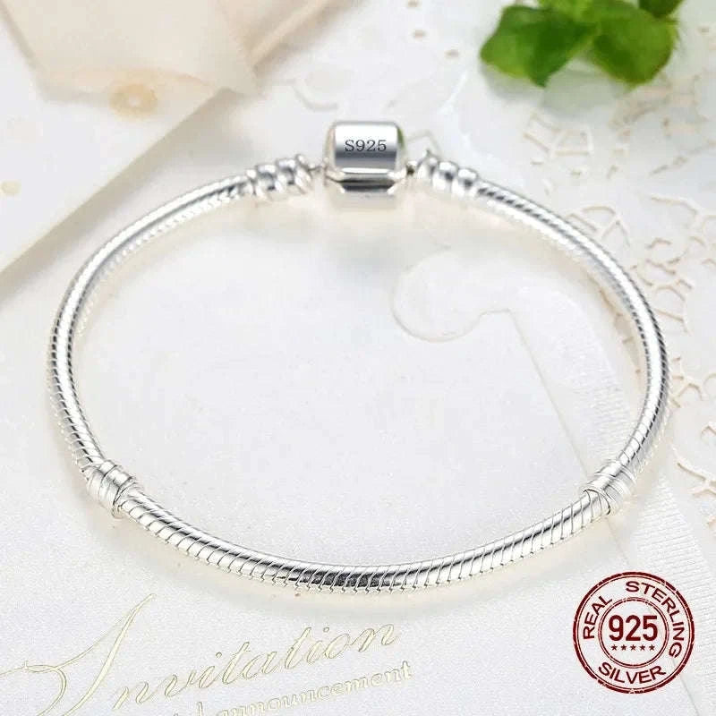 Handmade 925 Sterling Silver Charm Bracelet-H187 / 19cm