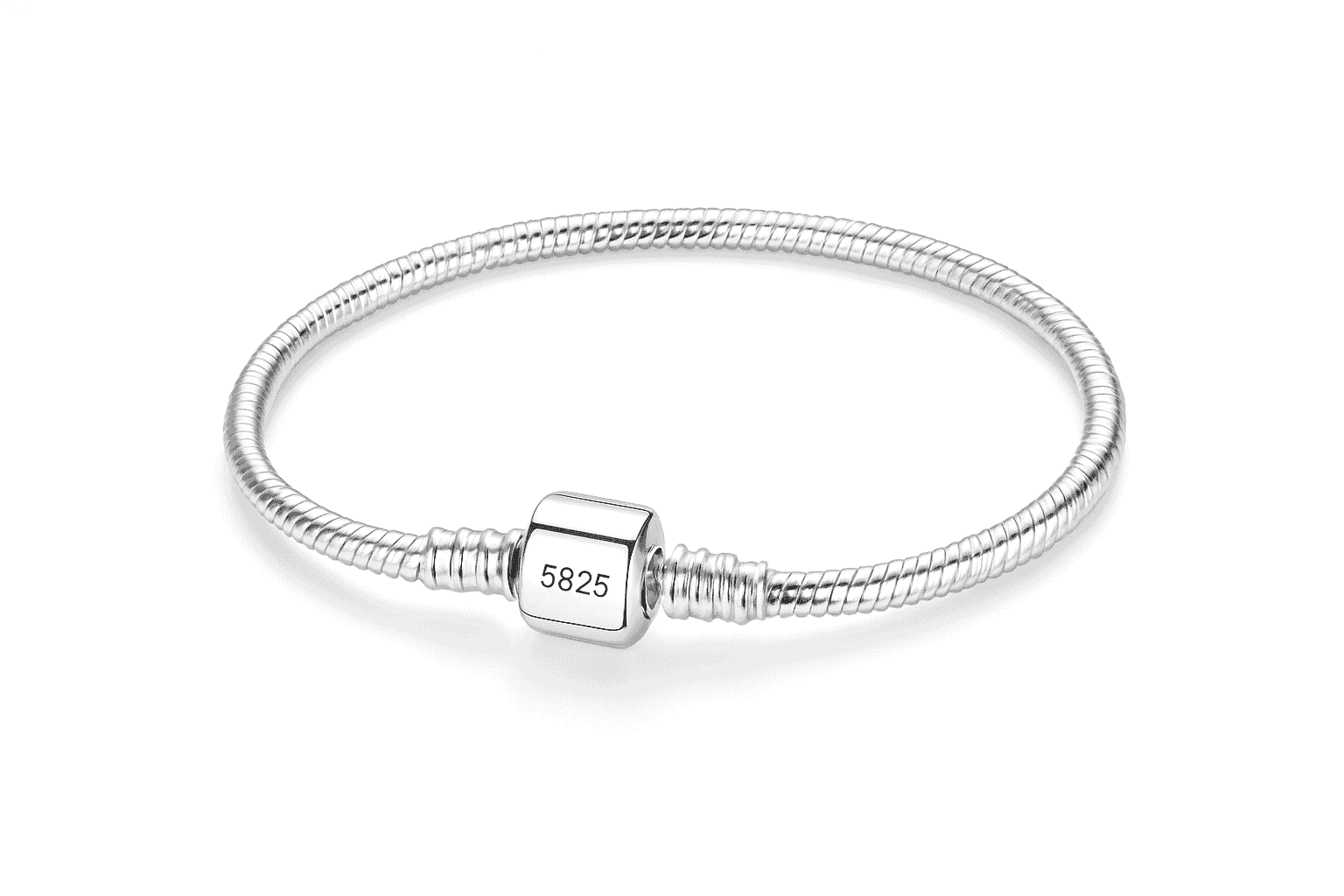Handmade 925 Sterling Silver Charm Bracelet with Snake-Bone Design-H187 / 19cm