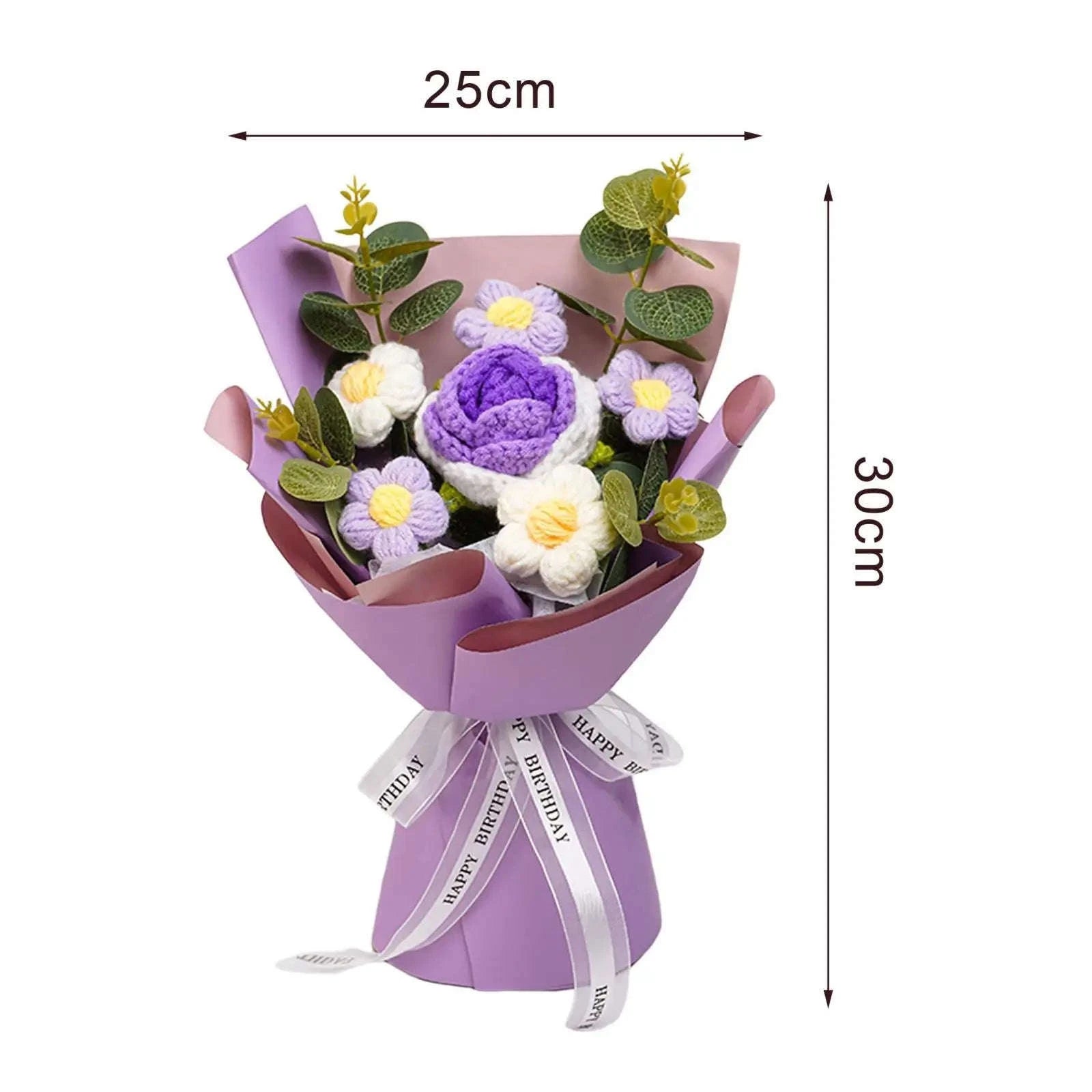 Handmade Crochet Flower Bouquet Knitted Floral Decoration-Blue 2