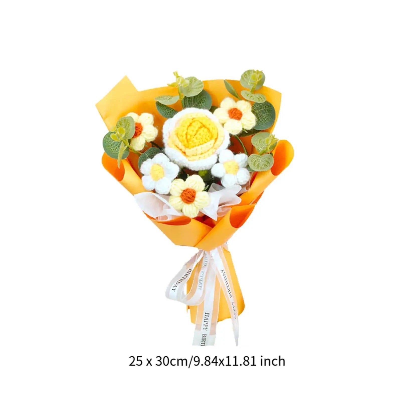 Handmade Crochet Flower Bouquet Knitted Floral Decoration-Blue 2
