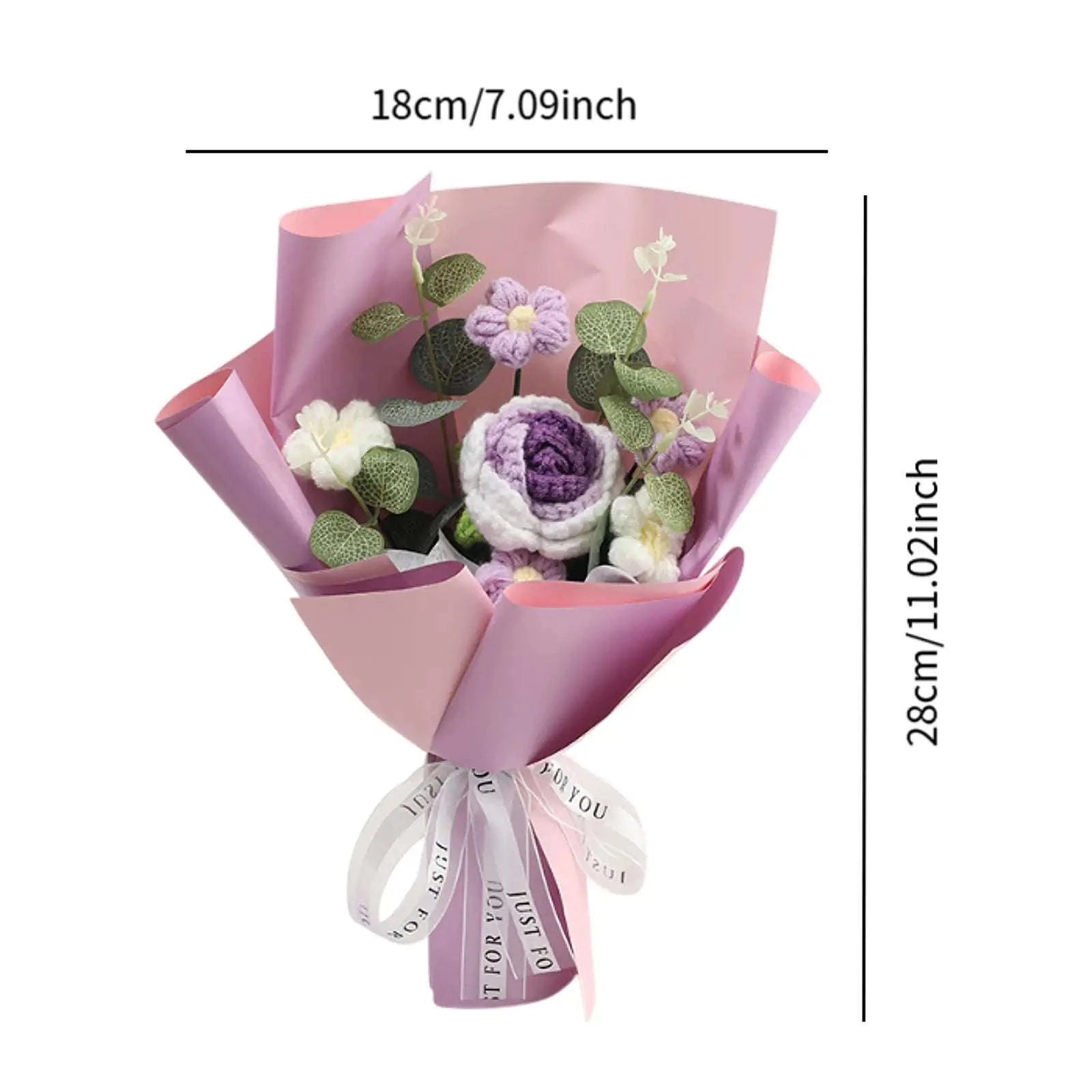 Handmade Crochet Flower Bouquet Knitted Floral Decoration-Blue 2