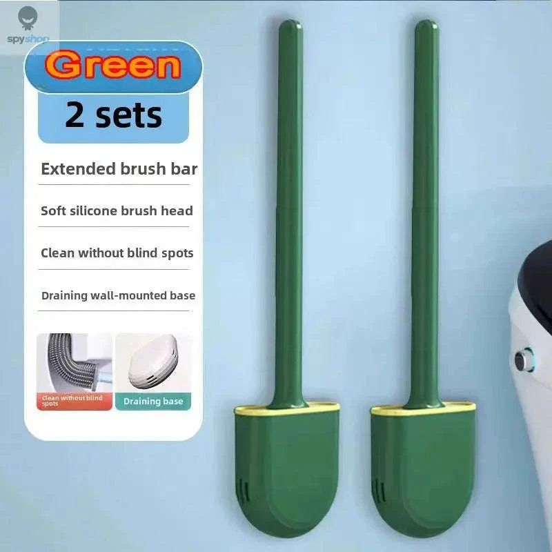 Hanging Silicone Toilet Brush Cleaner – Flexible, Hygienic Bathroom Cleaning Tool-2PCS-black
