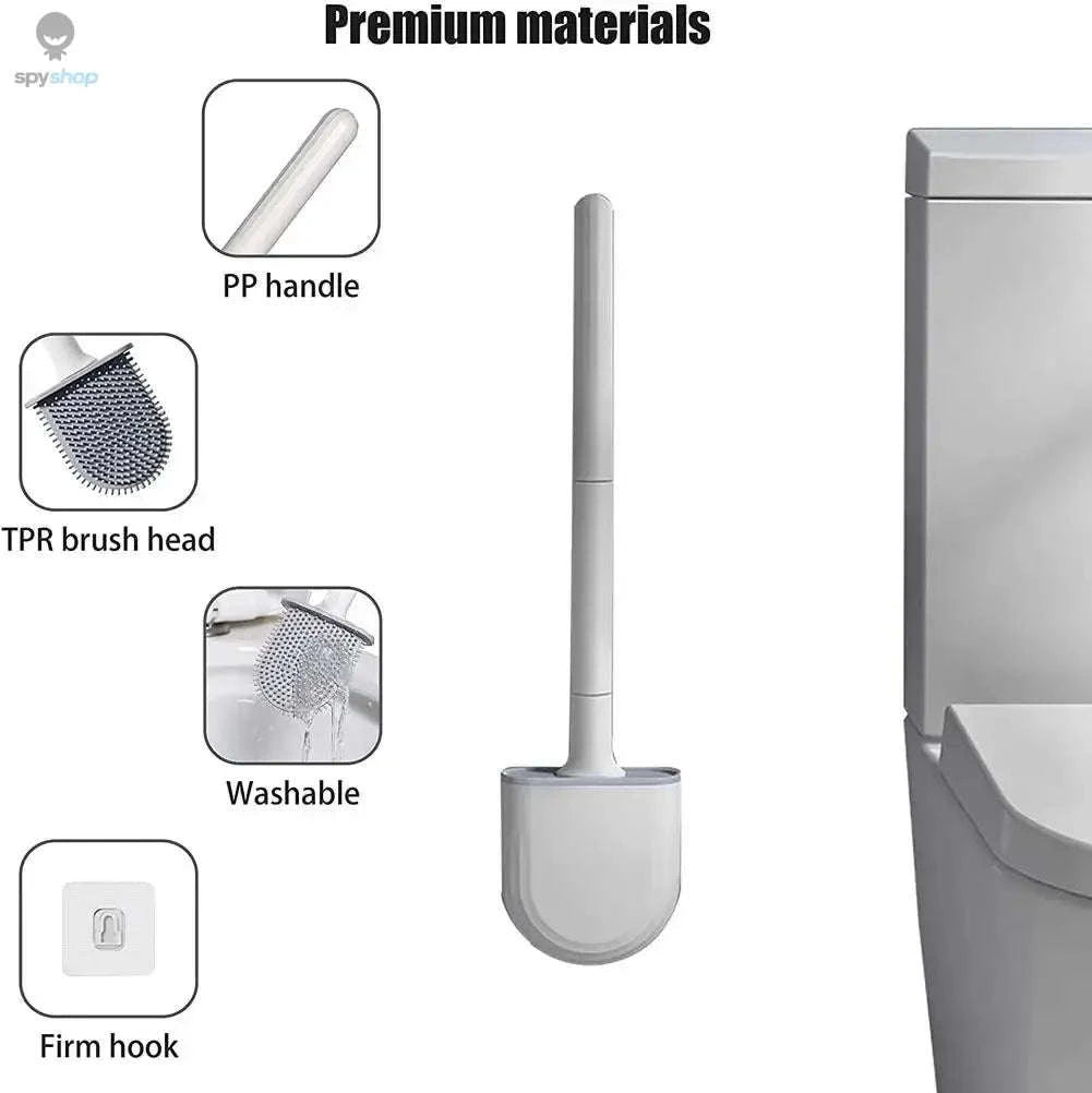 Hanging Silicone Toilet Brush Cleaner – Flexible, Hygienic Bathroom Cleaning Tool-2PCS-black