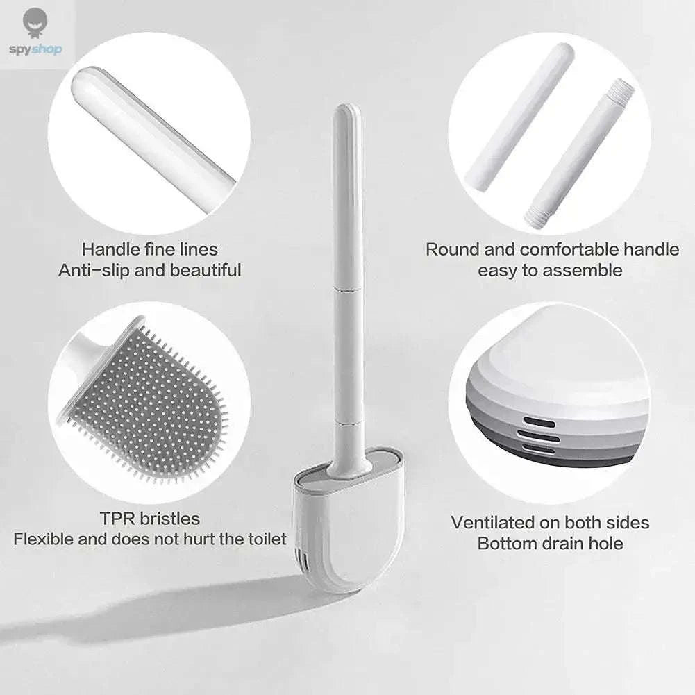 Hanging Silicone Toilet Brush Cleaner – Flexible, Hygienic Bathroom Cleaning Tool-2PCS-black