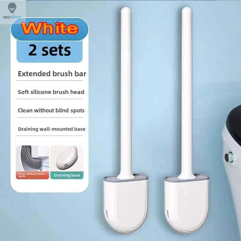 Hanging Silicone Toilet Brush Cleaner – Flexible, Hygienic Bathroom Cleaning Tool-2PCS-black