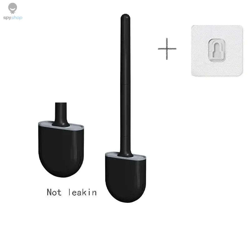 Hanging Silicone Toilet Brush Cleaner – Flexible, Hygienic Bathroom Cleaning Tool-2PCS-black