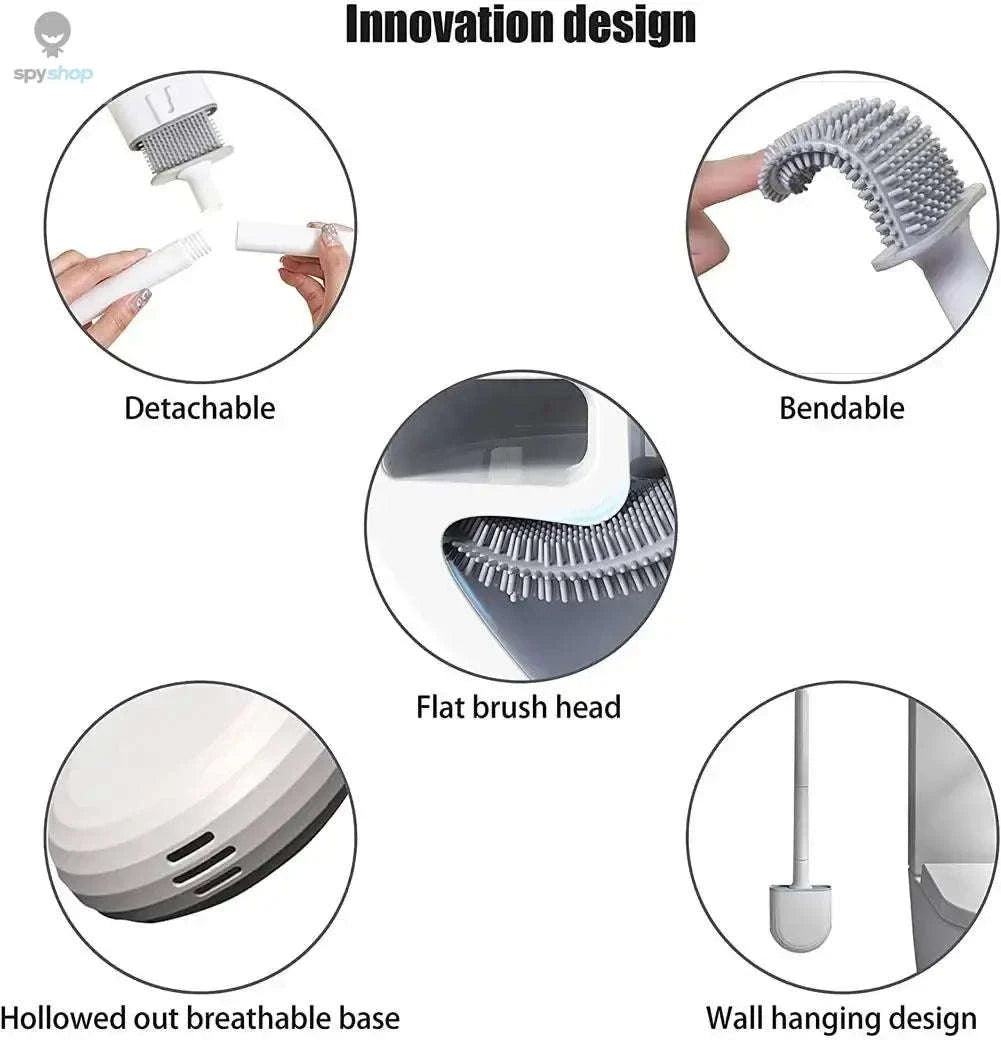 Hanging Silicone Toilet Brush Cleaner – Flexible, Hygienic Bathroom Cleaning Tool-2PCS-black