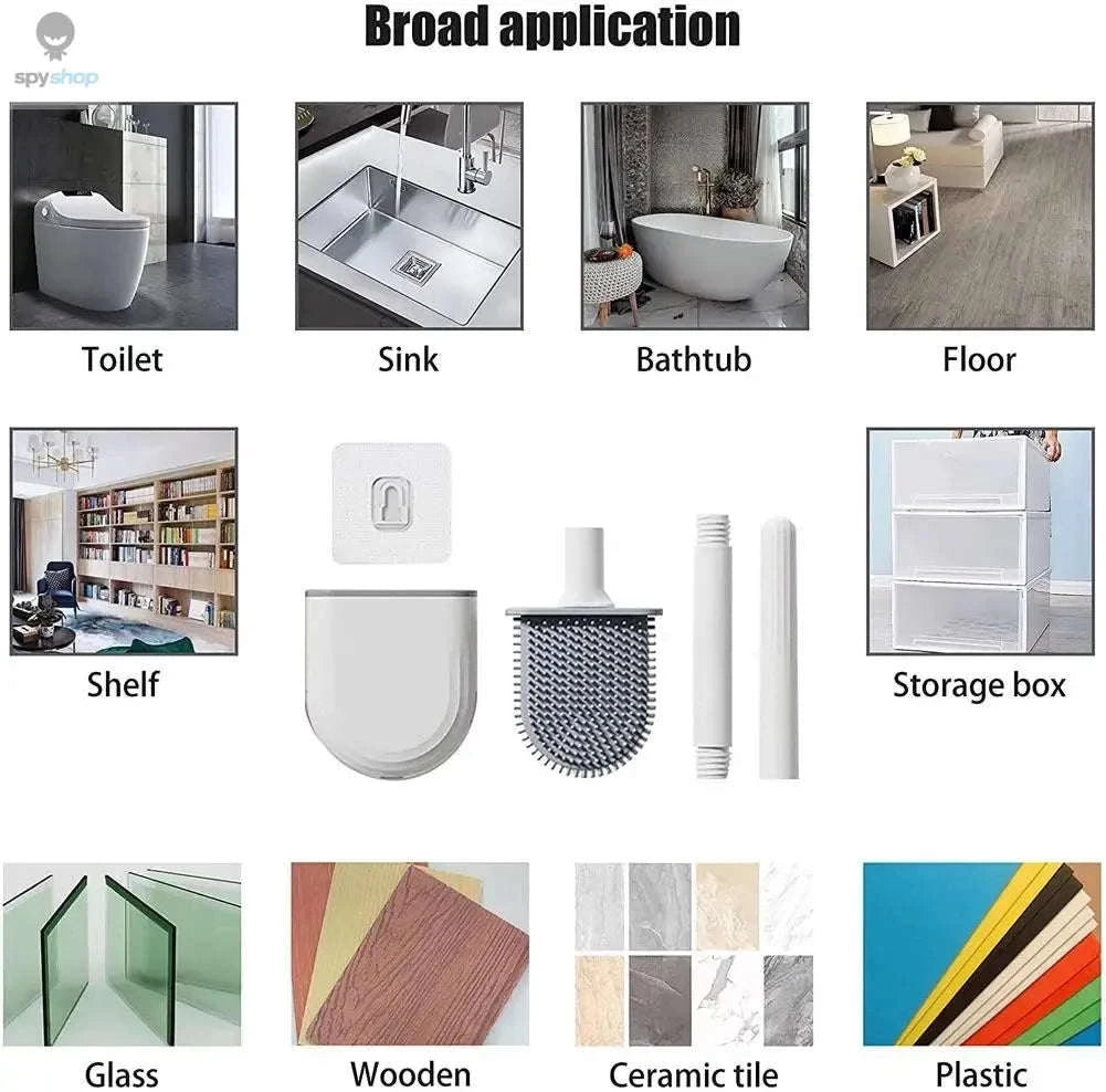 Hanging Silicone Toilet Brush Cleaner – Flexible, Hygienic Bathroom Cleaning Tool-2PCS-black