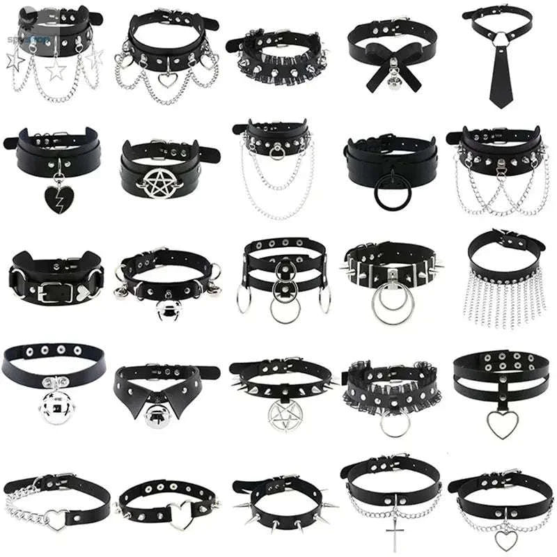 Harajuku Punk Rock Heart Spike Choker-W4704