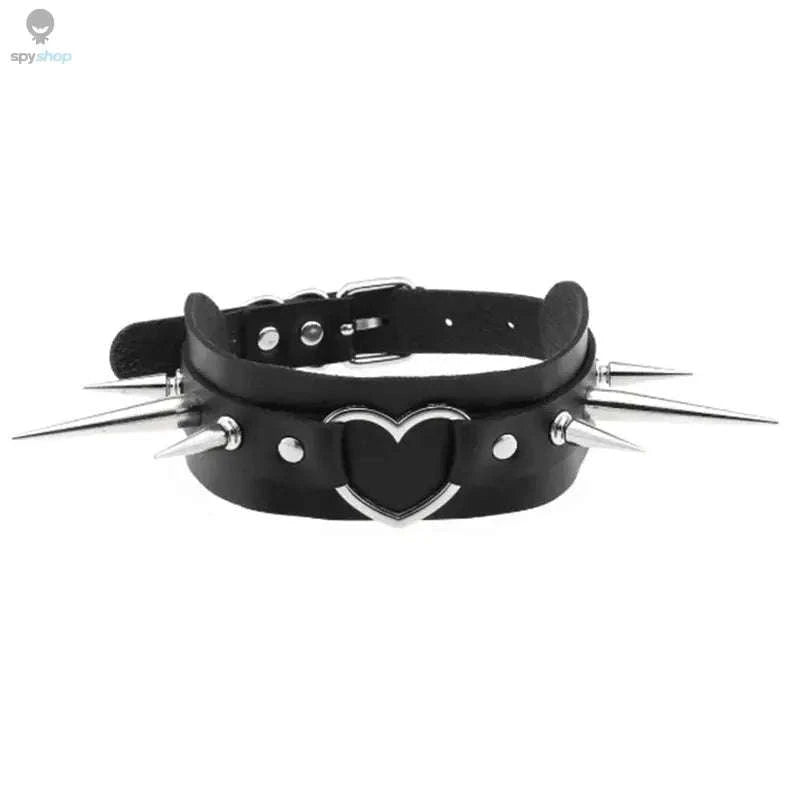 Harajuku Punk Rock Heart Spike Choker-W4704