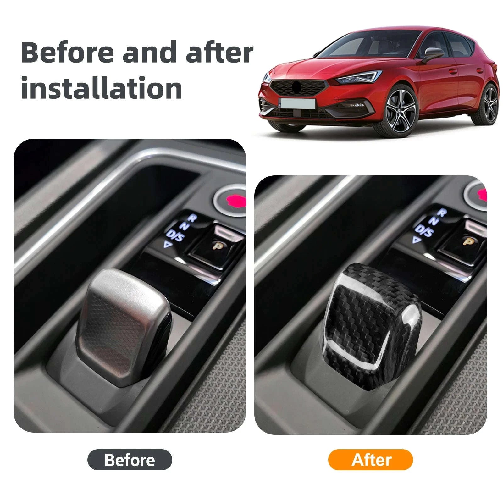 Hard Dry Carbon Fiber Gear Shift Trim for Cupra Leon & Formentor-black / Germany
