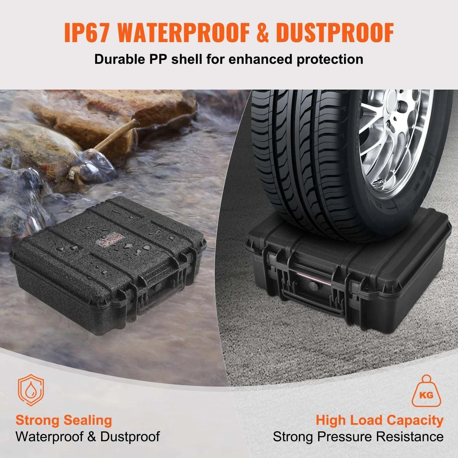 Hard Pistol Case with Pre-Cut Foam IP67 Waterproof TSA Lockable-19.3x17.1x8.3in Foam / United States