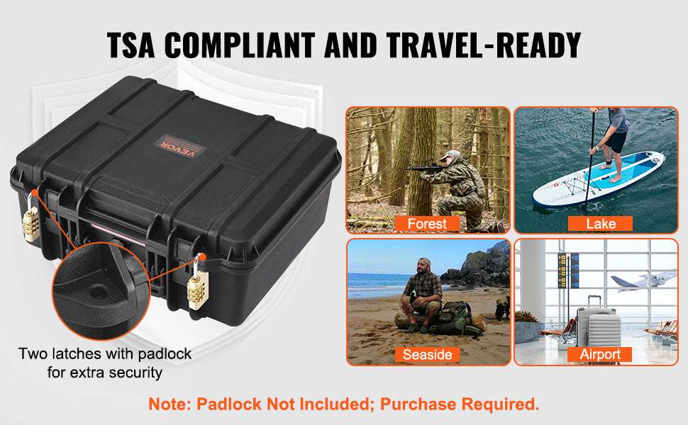 Hard Pistol Case with Pre-Cut Foam IP67 Waterproof TSA Lockable-19.3x17.1x8.3in Foam / United States