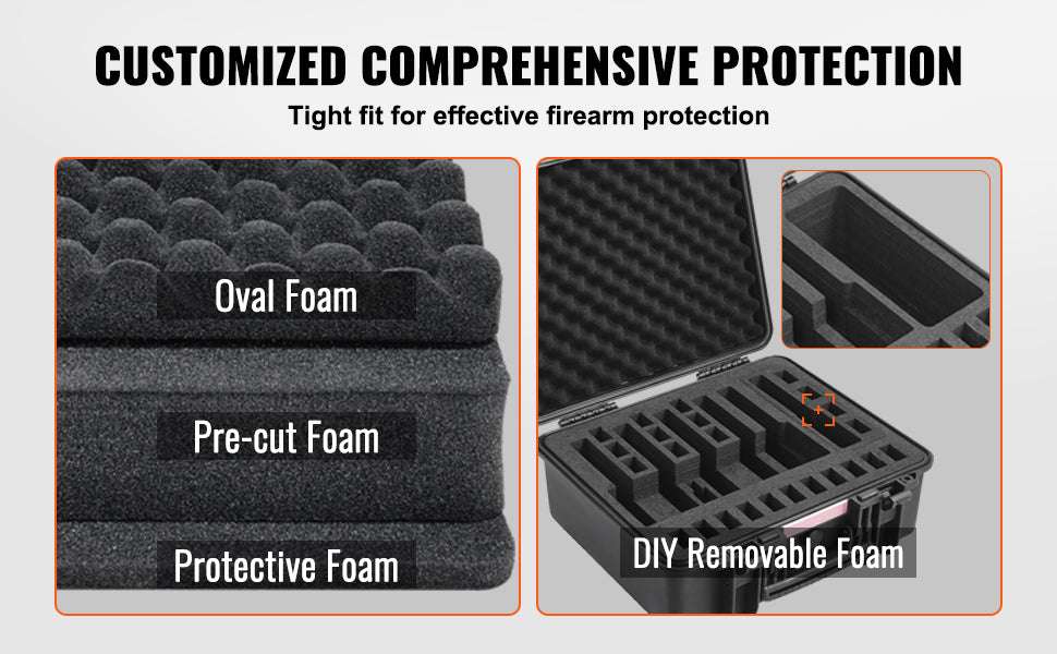Hard Pistol Case with Pre-Cut Foam IP67 Waterproof TSA Lockable-19.3x17.1x8.3in Foam / United States